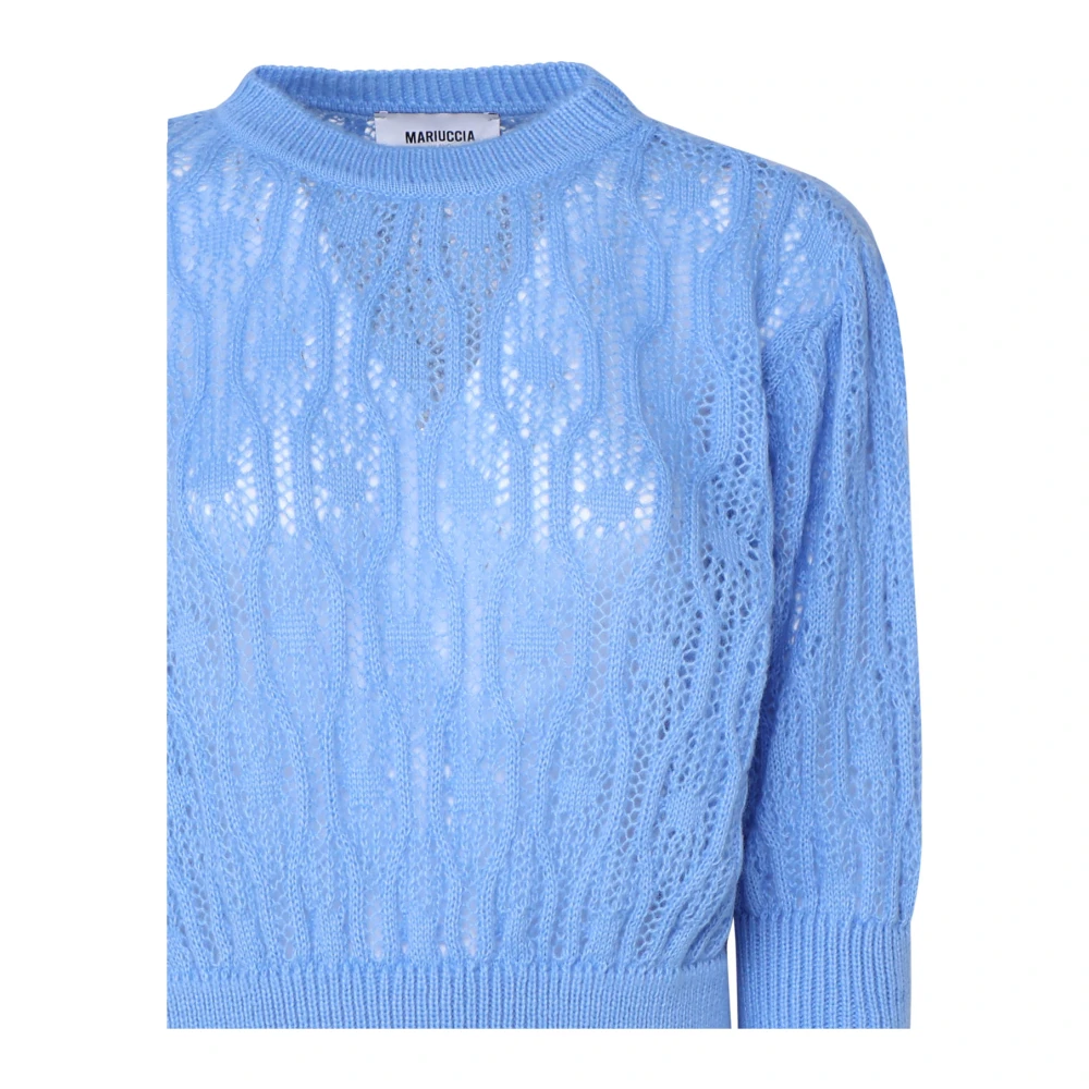 Mariuccia Milano Blauwe Katoenen Trui Ronde Kraag Blue Dames