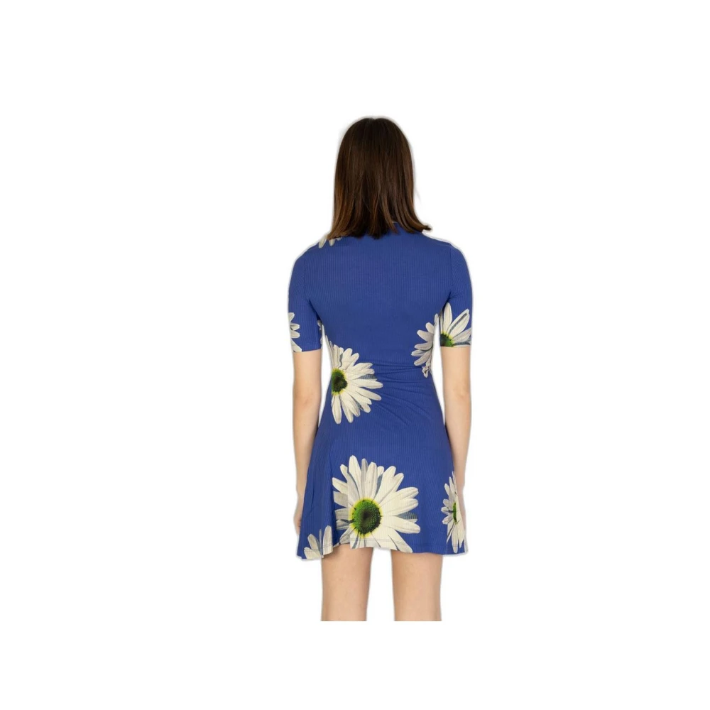 Desigual Blauwe Viscose Midi Jurk met Elastaan Blue Dames