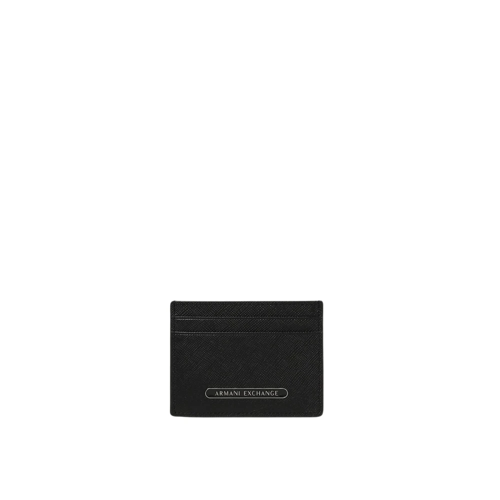 Armani Exchange , Wallets & Cardholders, Male, Black, One Size, Slim Leather Card Holder