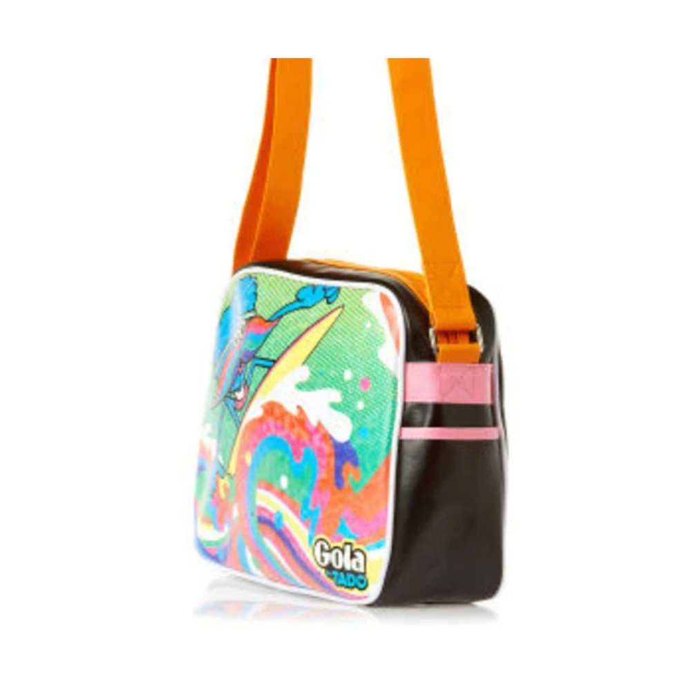 Gola Zwarte Stoffen Schoudertas met Print Multicolor Dames