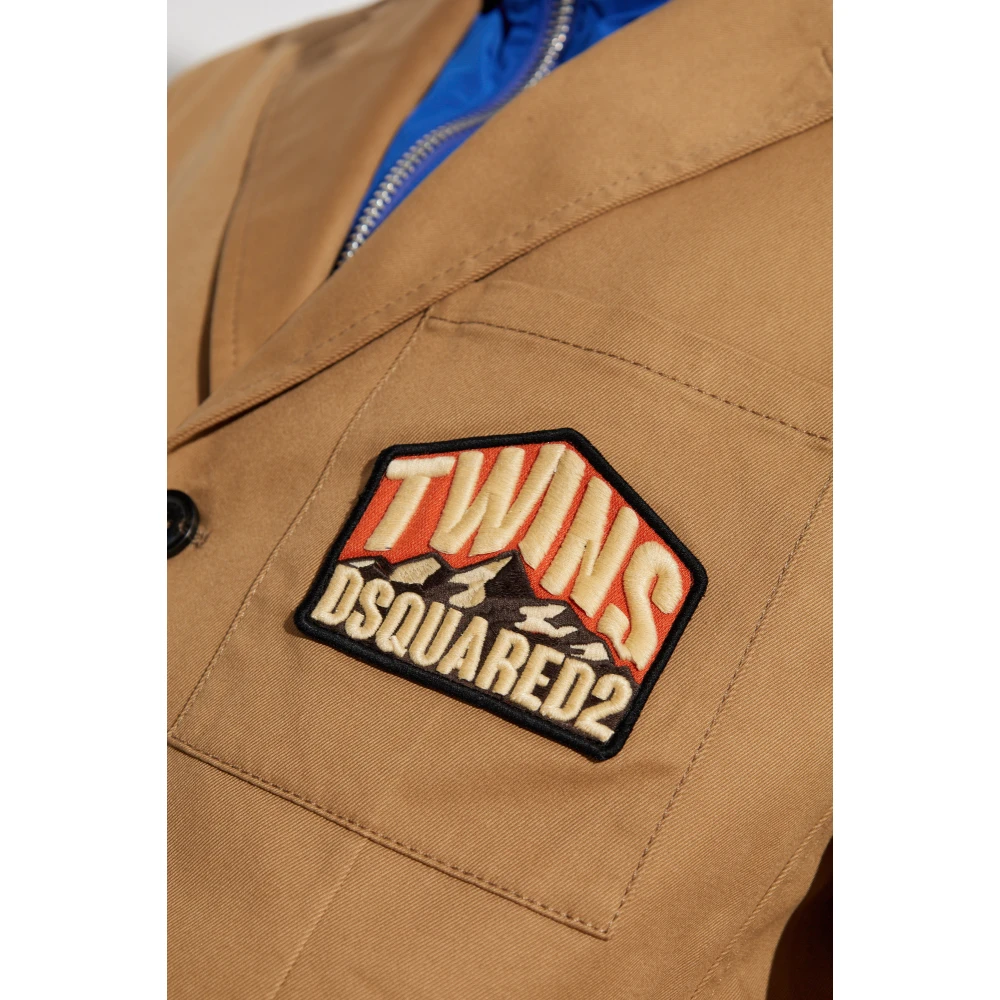 Dsquared2 Katoenen blazer met applicaties Beige Heren