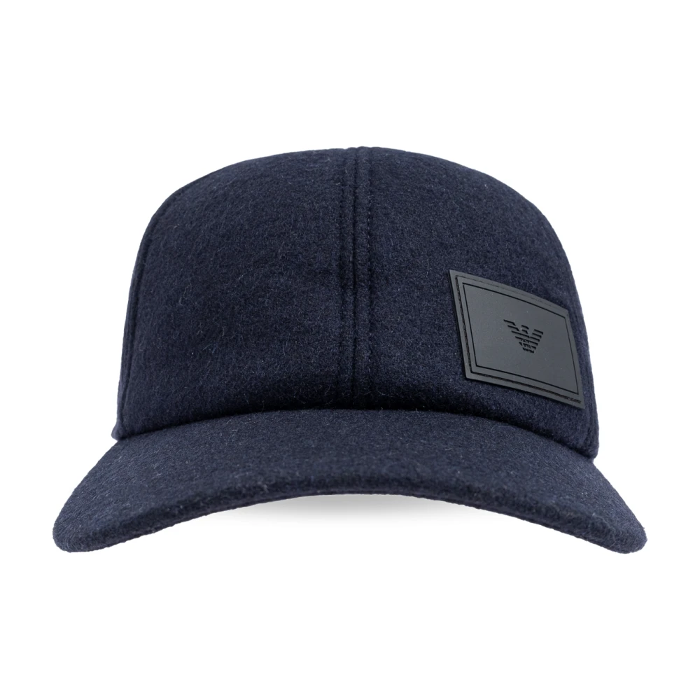 Emporio Armani Wollen pet met klep Blue Heren
