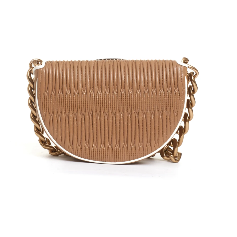 TORY BURCH Mini leren zadeltas in cappuccino Brown Dames