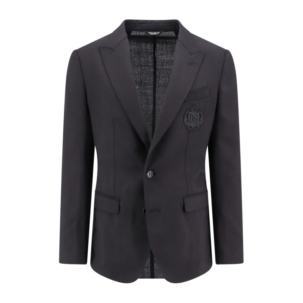 Dolce & Gabbana Wollen Blazer met Peak Revers Black Heren