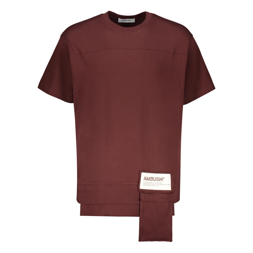 Ambush Katoenen T-shirt met Front Print Brown Heren