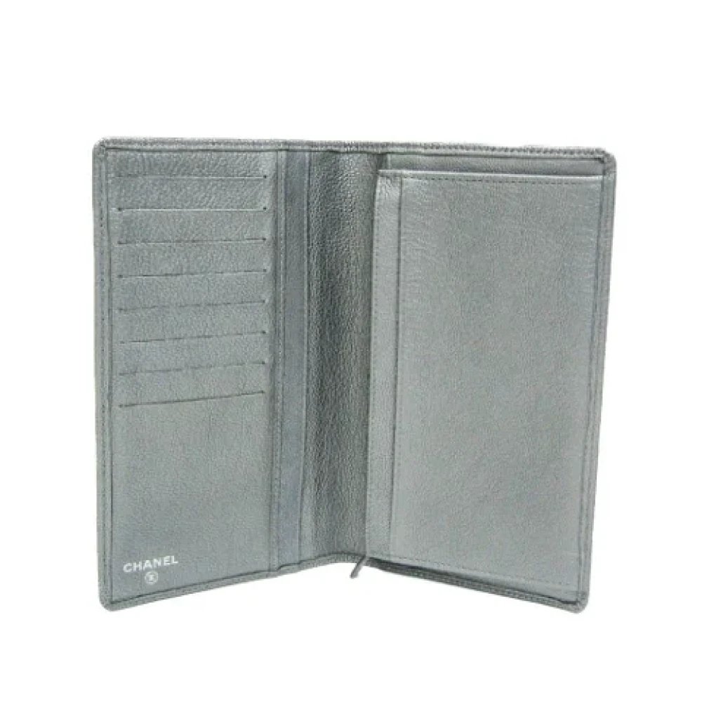 Chanel Vintage Pre-owned Leather wallets Gray Dames