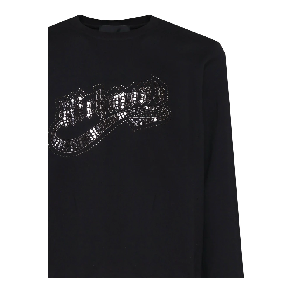 John Richmond Zwarte katoenen sweatshirt met voorprint Black Heren