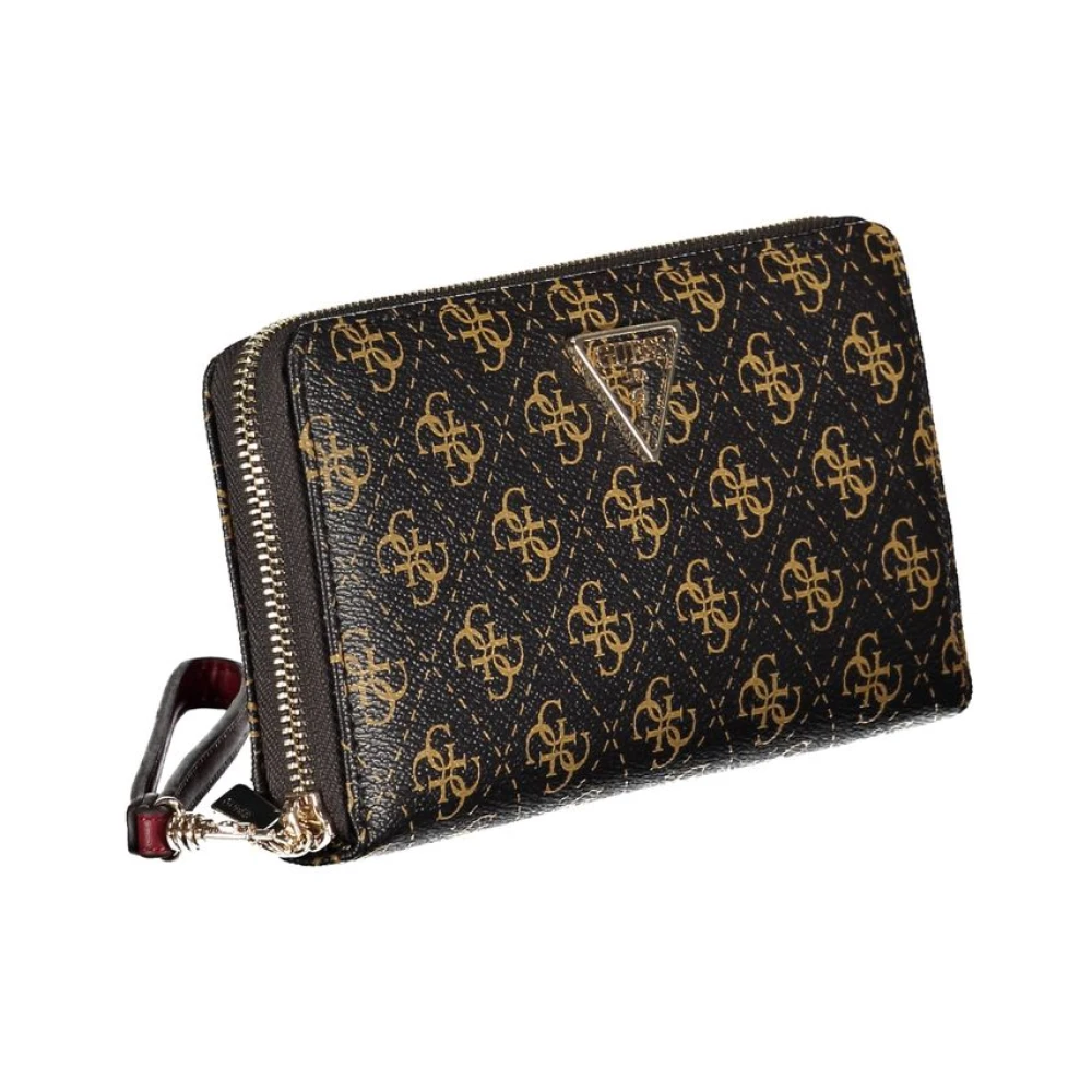 Guess Bruine Polyethyleen Portemonnee met Laurier Ontwerp Brown Dames