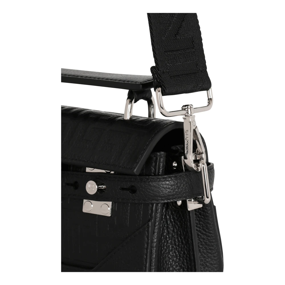 Balmain B-Buzz 19 monogram canvas en leren tas Black Heren