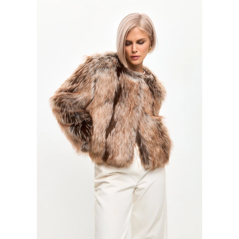 Cesare Gaspari Faux Fur & Shearling Jackets Brown Dames