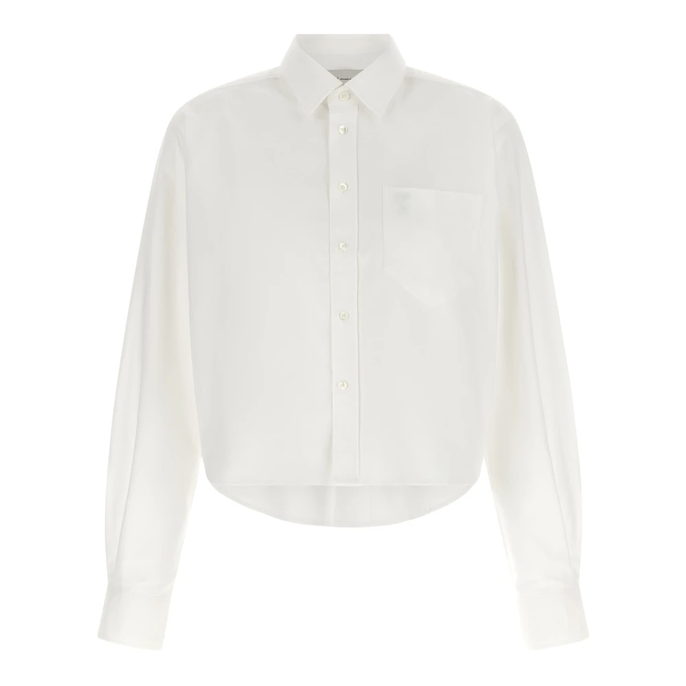 Ami Paris White Shirts, Female, S, Cropped Oversized Shirt