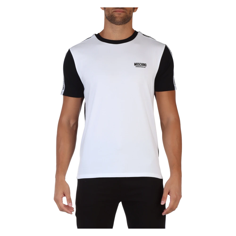 Moschino Katoenen T-shirt met Contrastpanelen White Heren