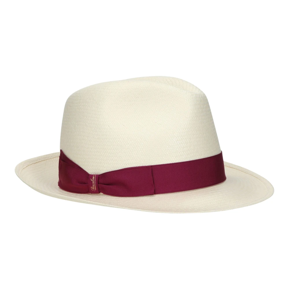 Borsalino Kleurrijke Panama Hoed met Grosgrain Band White Dames