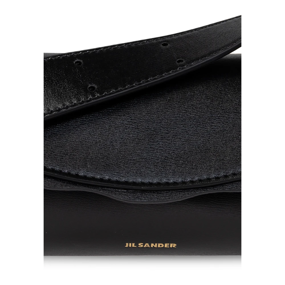 Jil Sander Schoudertas Cannolo Mini Wave Black Dames