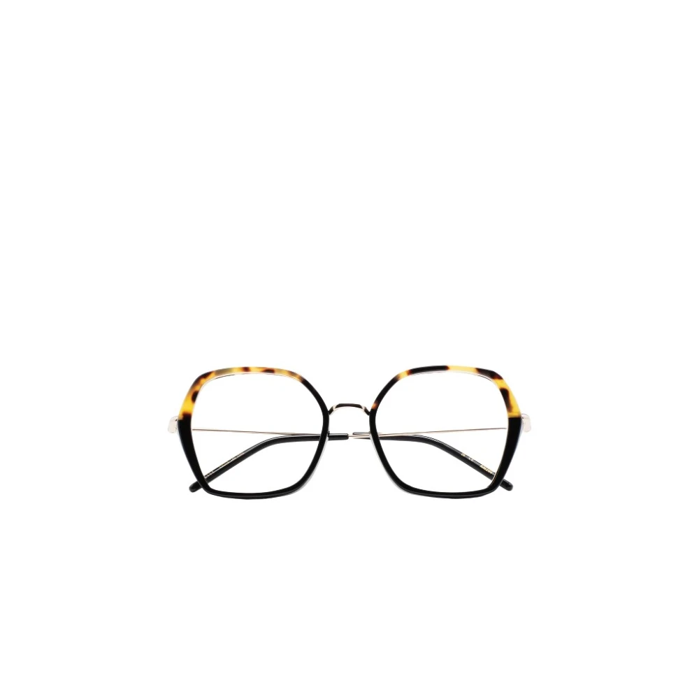 Kaleos Hexagonale Bril met Metalen en Acetaat Structuur Black Unisex