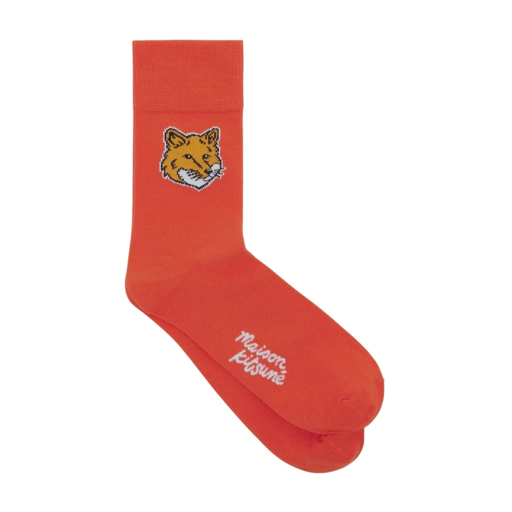 Maison Kitsuné Katoenen Fox Sok Red Unisex