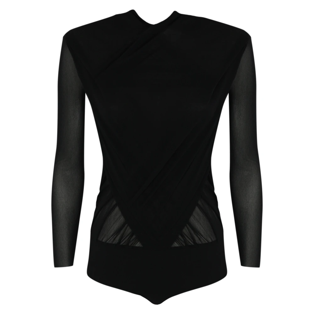 Philosophy di Lorenzo Serafini Zwarte Tule Longsleeve Top Black Dames