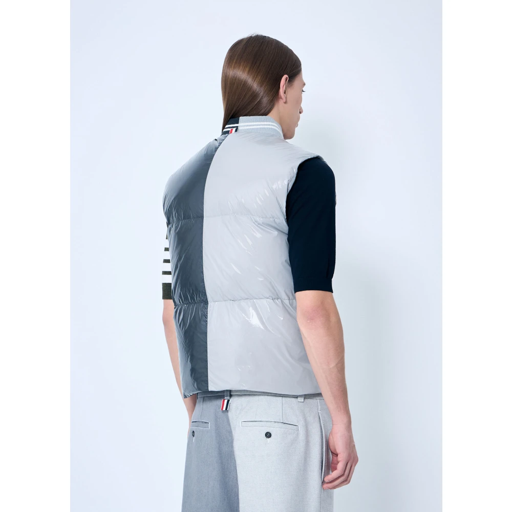 Thom Browne Hoogglans Contrast Dons Gilet Gray Heren