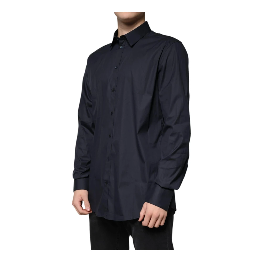 Dolce & Gabbana Zwarte Logo Detail Formeel Overhemd Black Heren