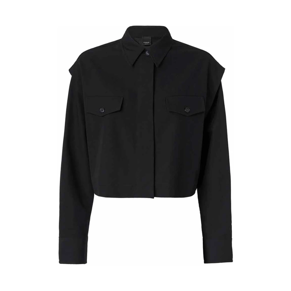 Pinko Zwarte korte snit overhemd Black Dames