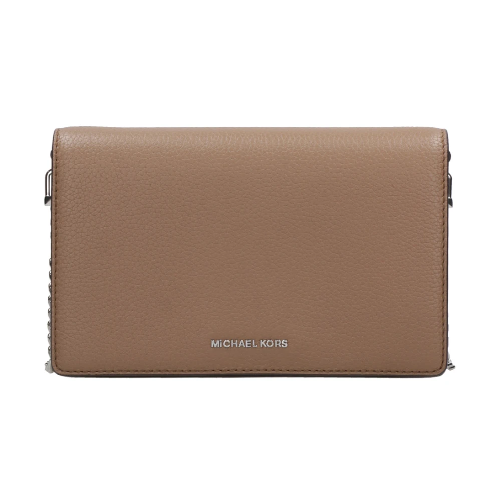 Michael Kors Schoudertas van Gelaagd Leder met Metalen Logo Brown Dames