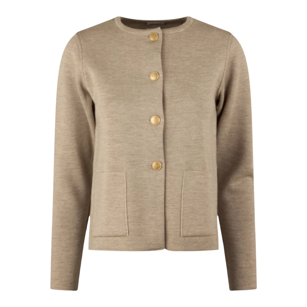 Stenströms Women's Beige Merino Wool Cardigan - Cardigans - S - Knitwear