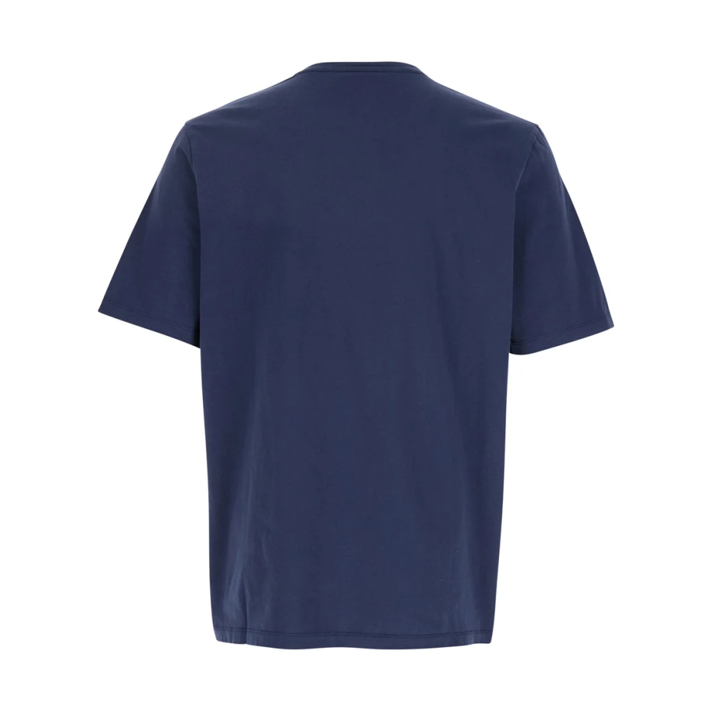 Maison Kitsuné Blauw Chillax Fox Patch Katoenen T-Shirt Blue Heren