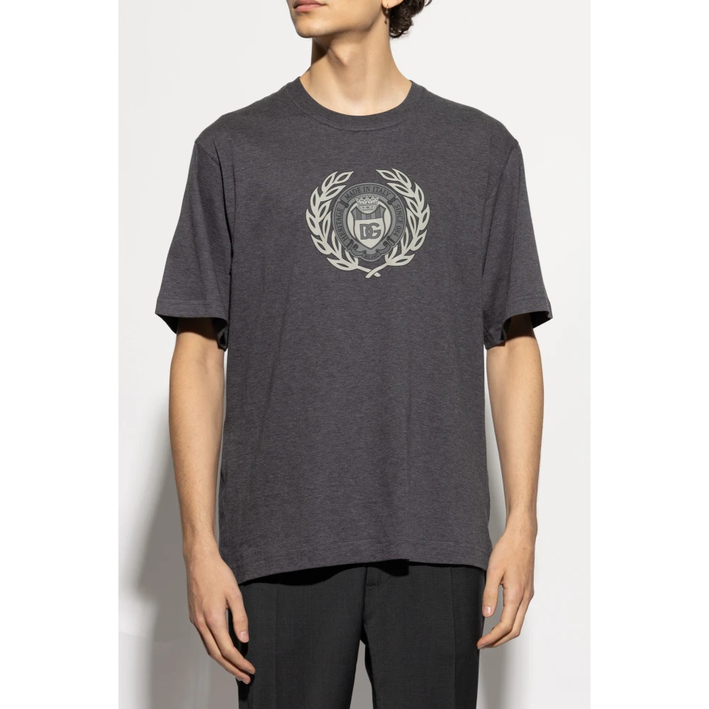 Dolce & Gabbana Bedrukt T-shirt Gray Heren