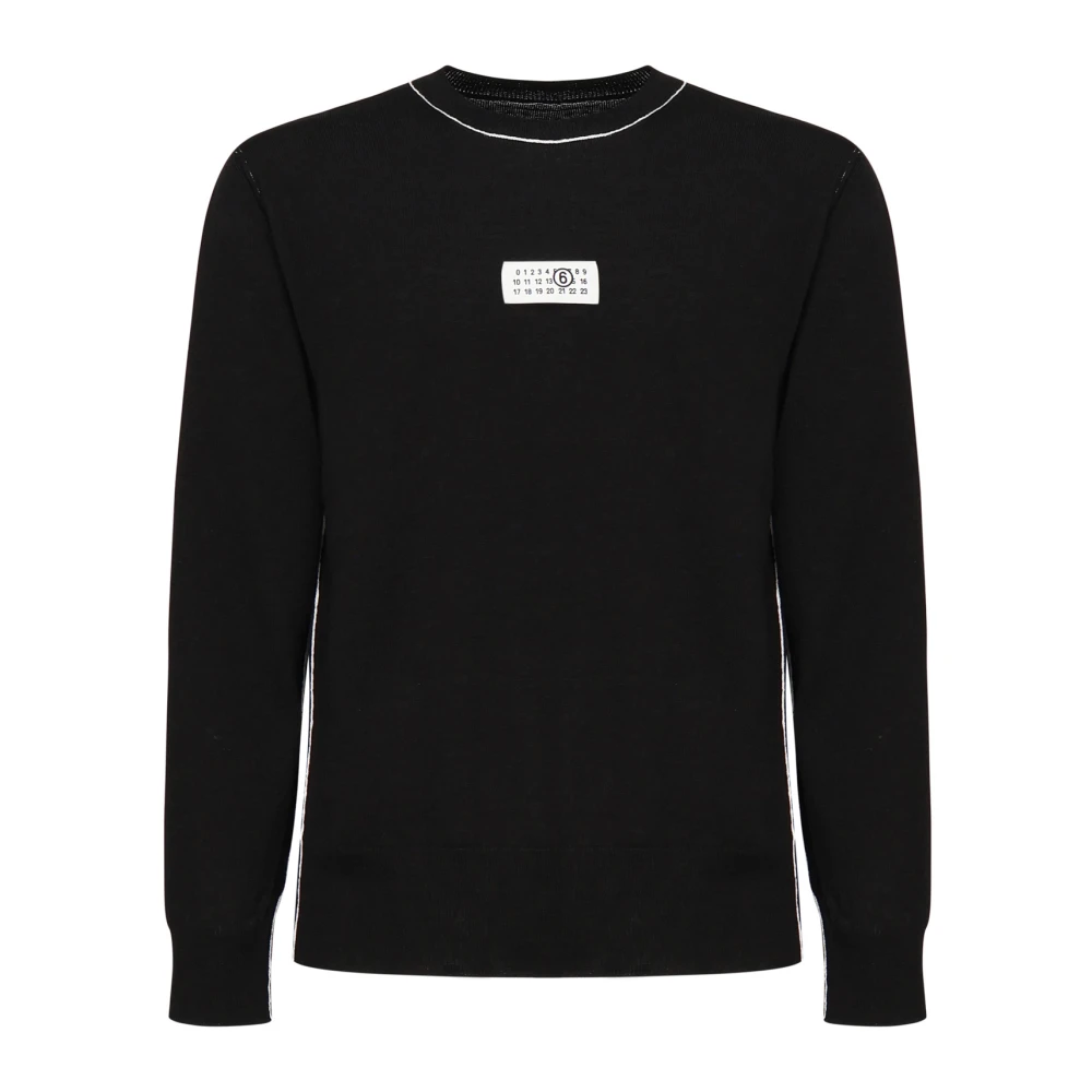 Mm6 Maison Margiela Men's Black Round-Neck Knitwear, M, Round-Neck Knitwear
