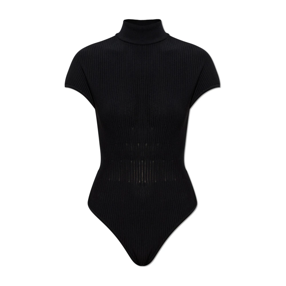 Balmain Donna Nero Body In Maglia A Coste - Immagine 2