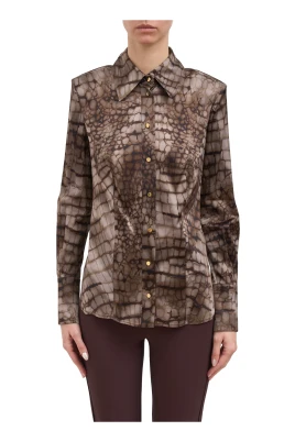Camicia in Raso con Stampa Alligatore