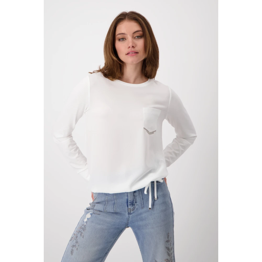 monari Stijlvolle blouse shirt met sieradenzak White Dames