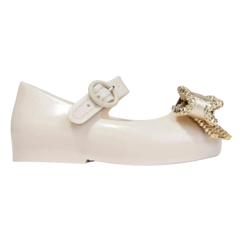 Melissa Women's Beige Mini Sweet Love Bow Jelly Ballerinas