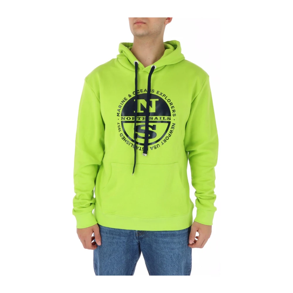 North Sails Green Print Sweatshirt For Men - Male - Hoodies - Green - 2XL - Sweatshirts & Hoodies