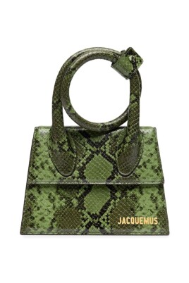 green-snakeskin-print-shoulder-bag