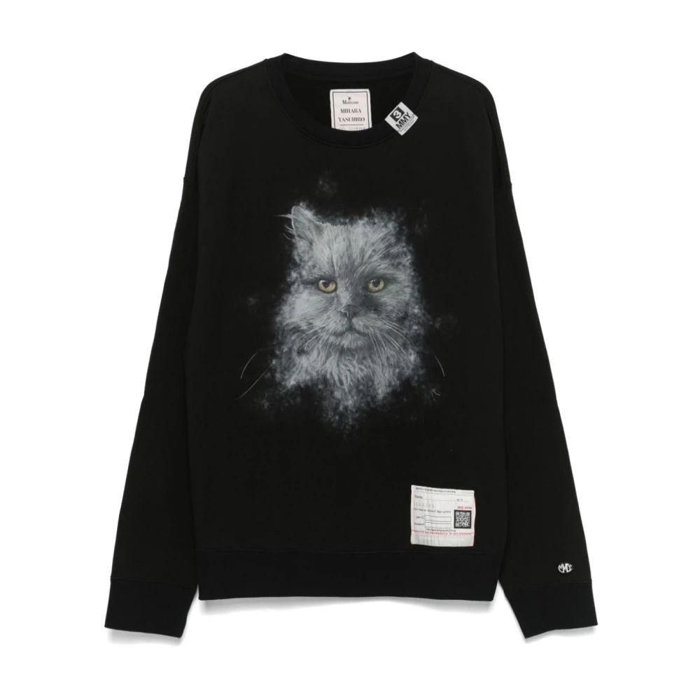 Maison Margiela Trui met kattenprint en ronde hals Black Heren