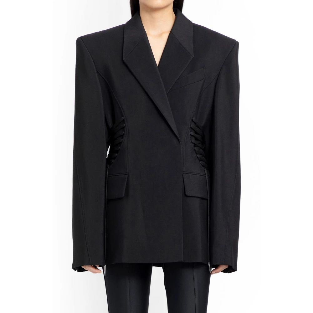 Mugler Zwarte blazer met open rug Black Dames