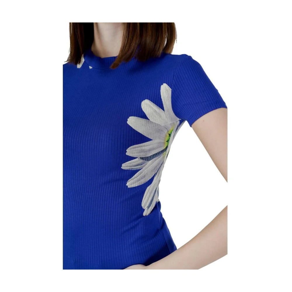 Desigual Blauwe Daisy Print Ribbed Top Blue Dames