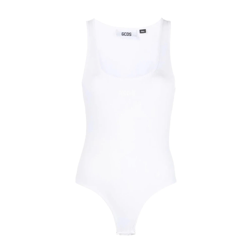 Gcds Witte Casual Body Jersey Bodysuit White Dames