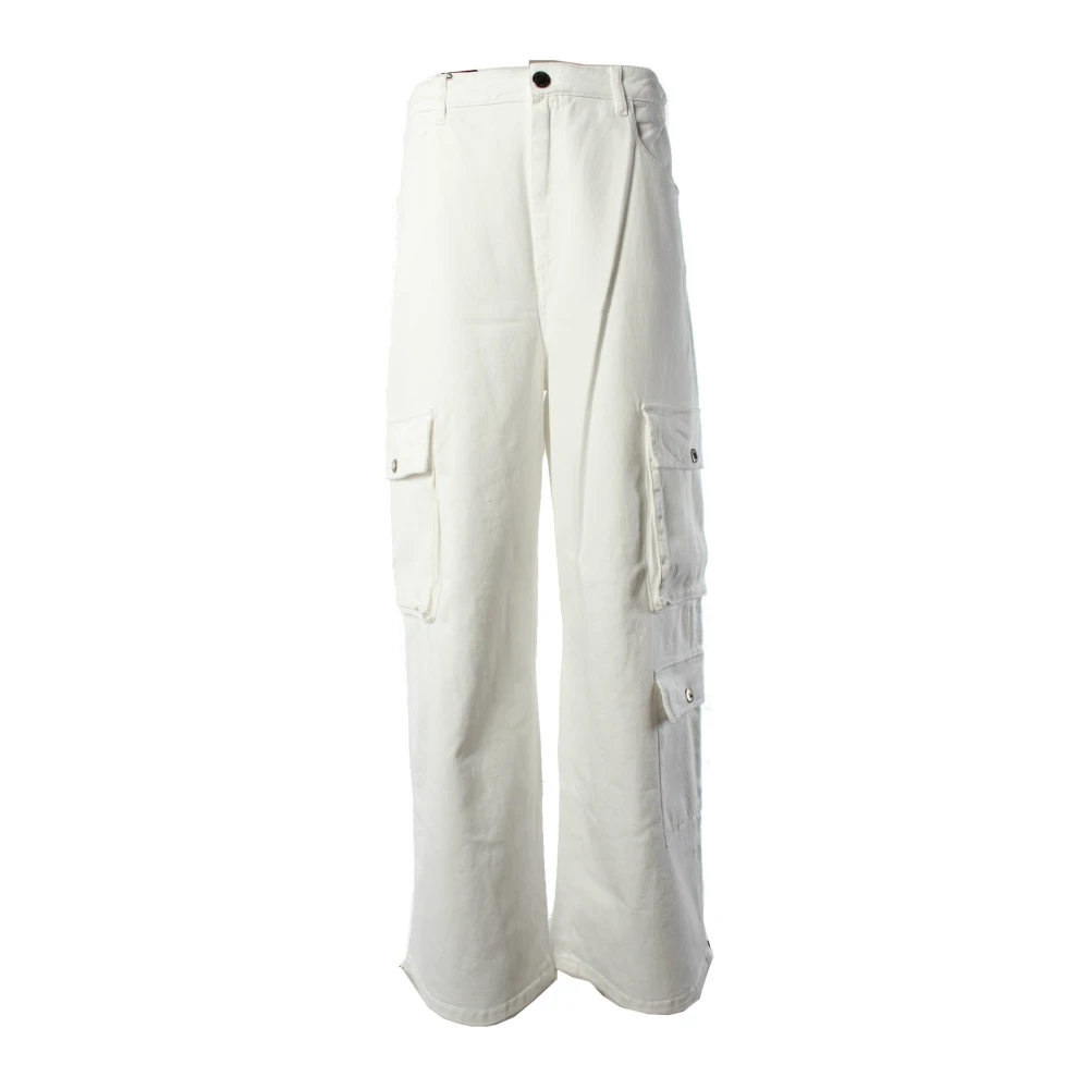 Pinko Cargo Broek Wit Katoen Elastaan White Dames