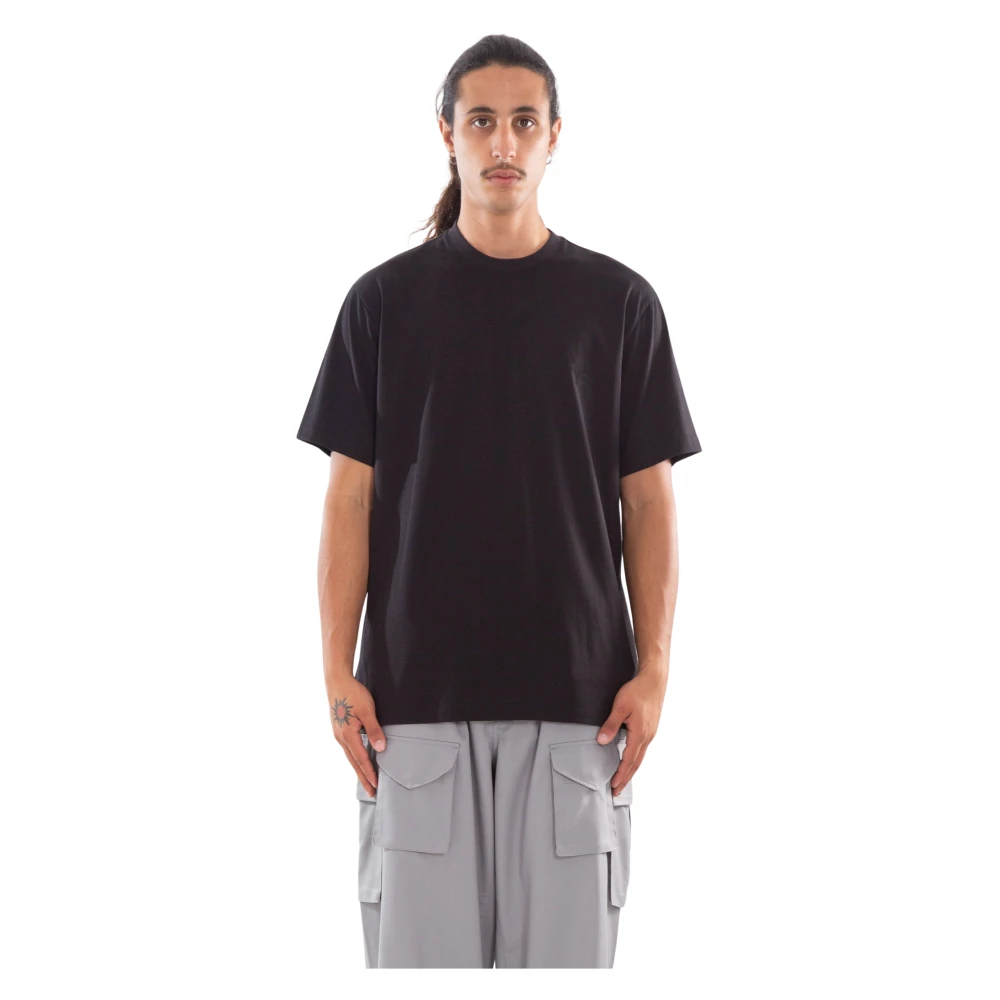 Y-3 Zwarte Grafische Korte Mouw Tee Black Heren