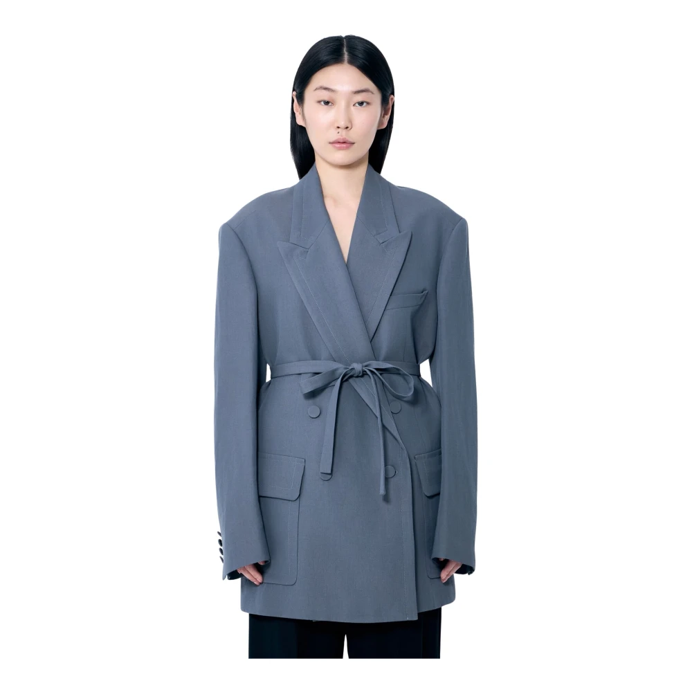 Dries Van Noten Women's Gray Wool Blend Double-Breasted Blazer