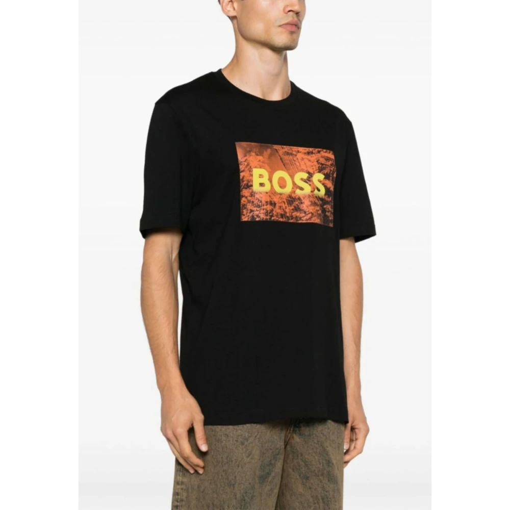 Hugo Boss Gebouw Print Heren Tee Black Heren