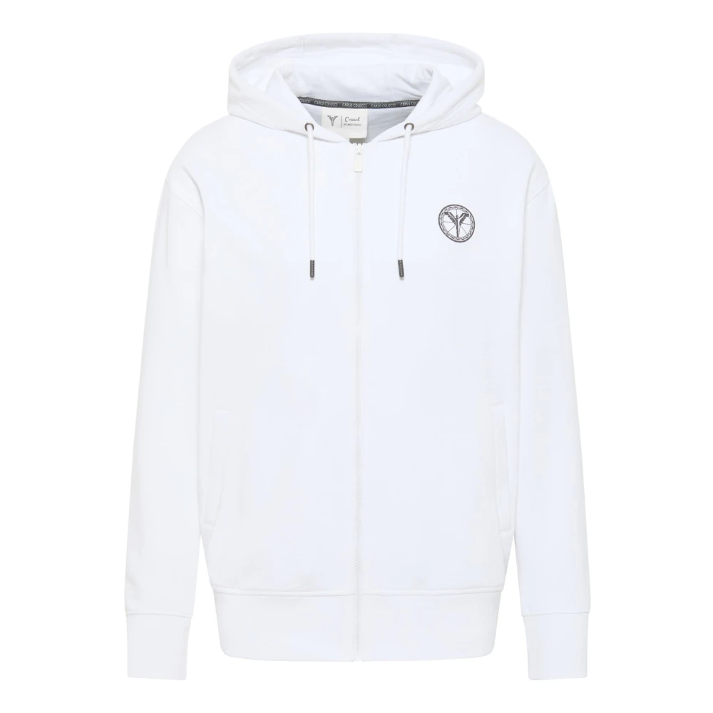 Carlo Colucci Men's White Stylish Sweat Jacket - Zip-Throughs - L - Sweatshirts & Hoodies