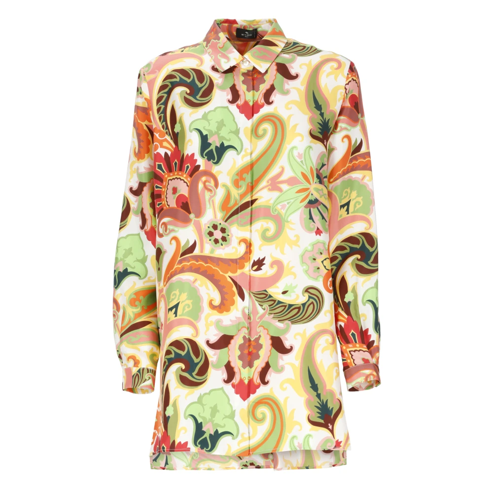 ETRO Witte Zijden Overhemd met Paisley Patroon Multicolor Dames