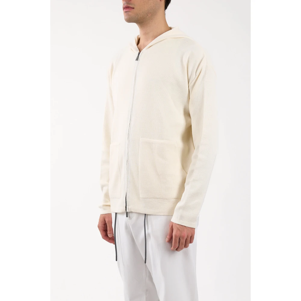 Hevo Cardigan met rits van wolmix White Heren