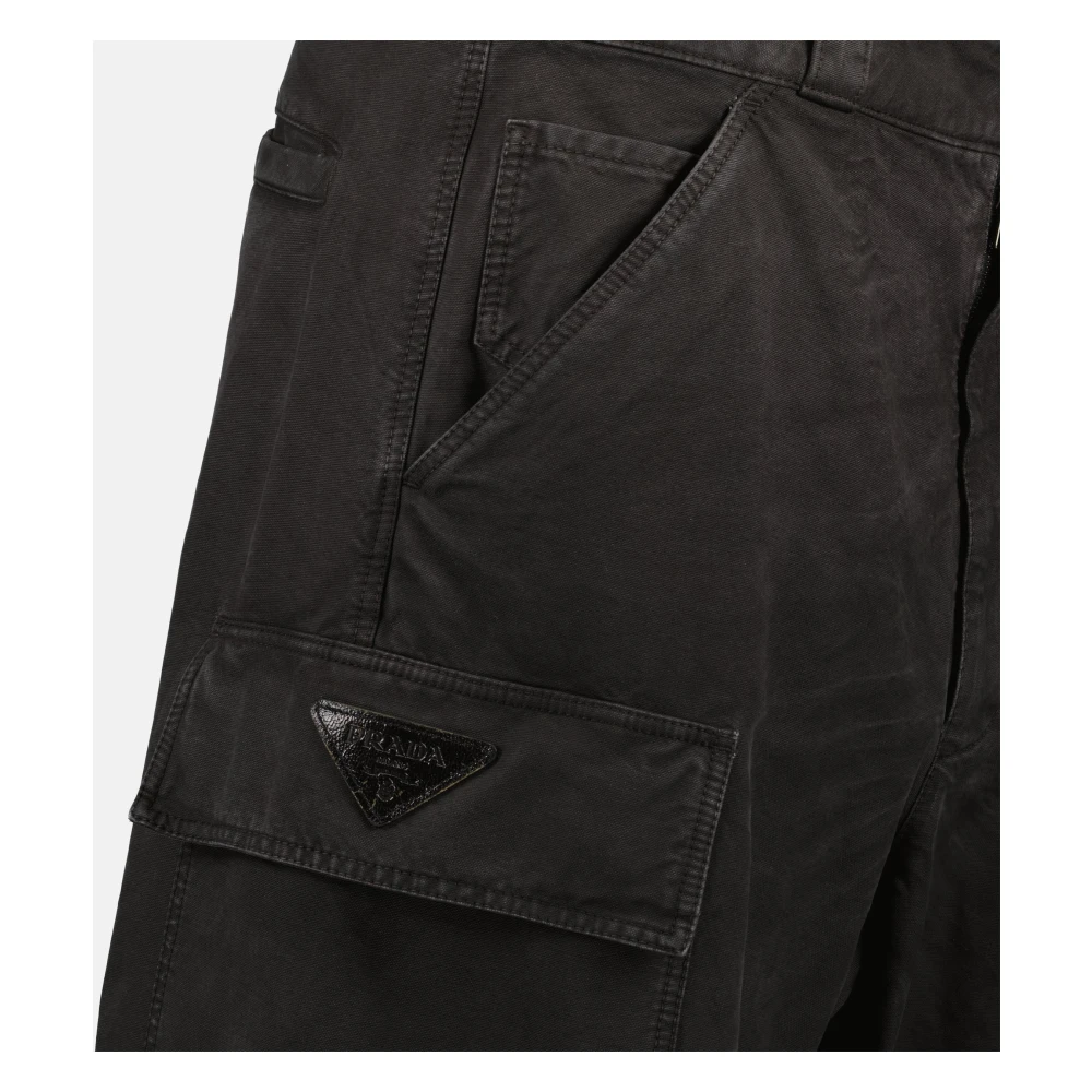 Prada Zwarte Gewassen Cargo Broek Lente-Zomer 2025 Black Heren