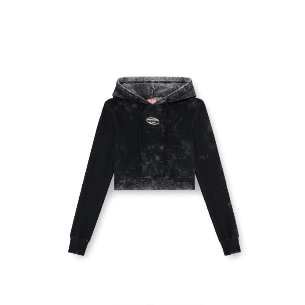 Diesel Hooded Sweatshirt met Gedrukt Logo Black Dames