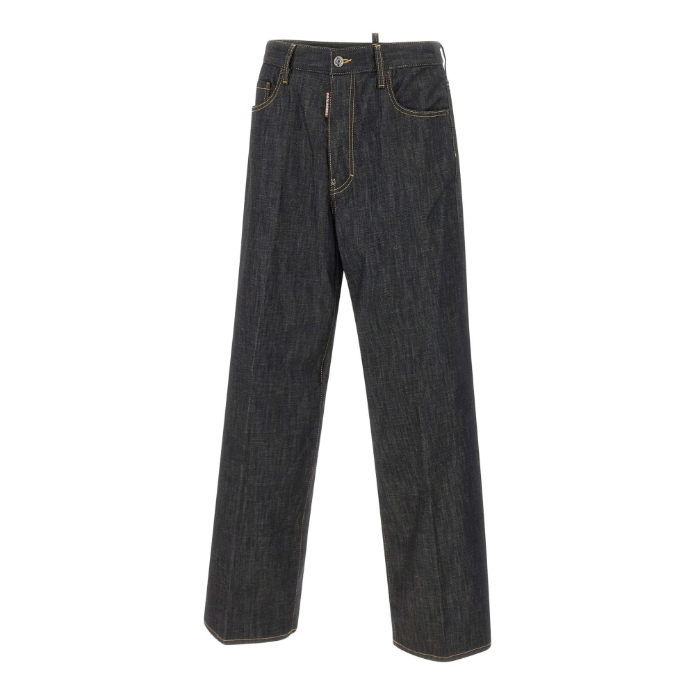 Dsquared2 Men's Black Loose Wide-Leg Jeans