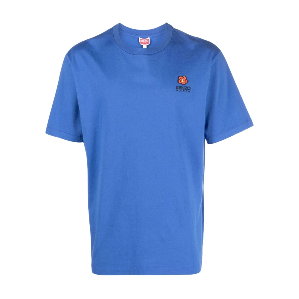 Kenzo Blauw Logo-Patch Katoenen T-Shirt Blue Heren
